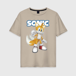 Женская футболка хлопок Oversize Майлз Тейлз Прауэр Sonic Видеоигра