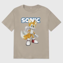 Женская футболка хлопок Oversize Майлз Тейлз Прауэр Sonic Видеоигра