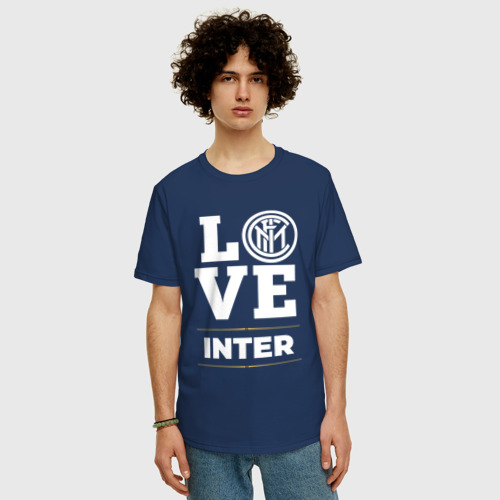 Мужская футболка хлопок Oversize с принтом Inter Love Classic, фото на моделе #1