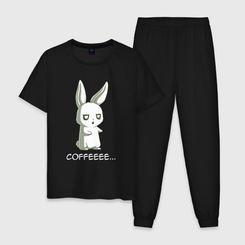 Мужская пижама хлопок Заяц хочет кофе, цвет черный