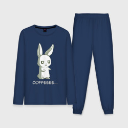 Мужская пижама с лонгсливом хлопок Заяц хочет кофе