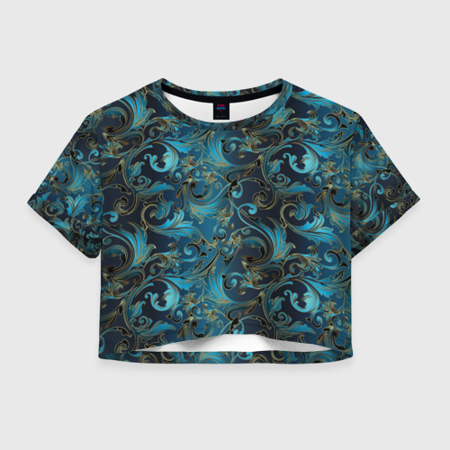 Женская футболка Crop-top 3D Blue Abstract Узоры, цвет 3D печать