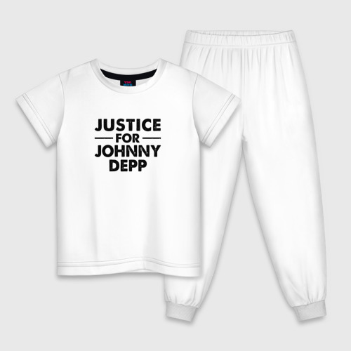 Детская пижама хлопок с принтом Справедливость для Джонни Деппа, вид спереди #2