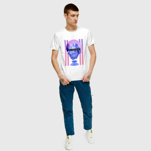 Мужская футболка хлопок Daydreaming Vaporwave Statue, цвет белый - фото 5