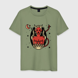 Мужская футболка хлопок Devil Woman Tattoo Женщина демон тату