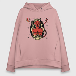 Женское худи Oversize хлопок Devil Woman Tattoo Женщина демон тату