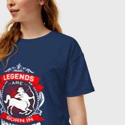 Женская футболка хлопок Oversize Легенды рождаются в ноябре Стрелец - фото 2