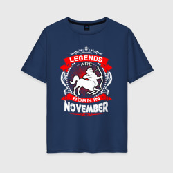 Женская футболка хлопок Oversize Легенды рождаются в ноябре Стрелец