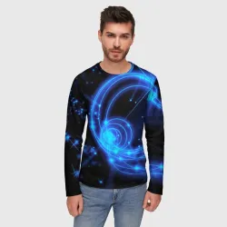 Мужской лонгслив 3D Неоновый космос Neon space - фото 2