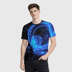 Мужская футболка 3D Неоновый космос Neon space - фото 2