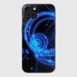 Чехол для iPhone 15 силиконовый с защитой камеры Неоновый космос Neon space