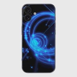 Чехол для iPhone 16 силиконовый с защитой камеры Неоновый космос Neon space
