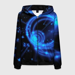 Мужская толстовка 3D на молнии Неоновый космос Neon space