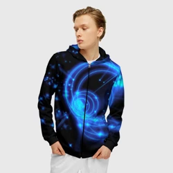 Мужская толстовка 3D на молнии Неоновый космос Neon space - фото 2