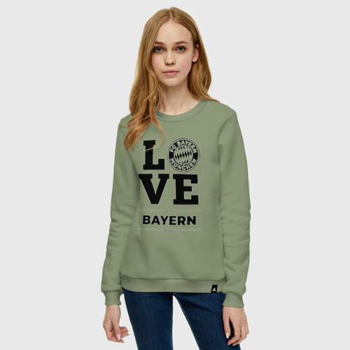 Женский свитшот хлопок с принтом Bayern Love Классика, фото на моделе #1