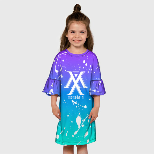 Детское платье 3D с принтом Monsta x, вид сбоку #3