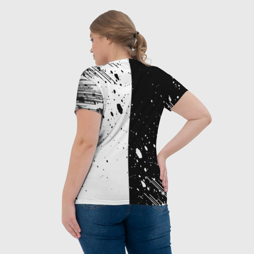 Женская футболка 3D с принтом Monokuma / брызги, вид сзади #2