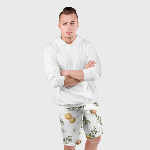 Мужские шорты спортивные с принтом Цветы и Мандарин, фото #4
