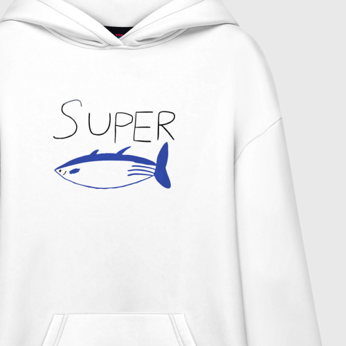 Худи SuperOversize хлопок Super tuna jin, цвет белый - фото 3