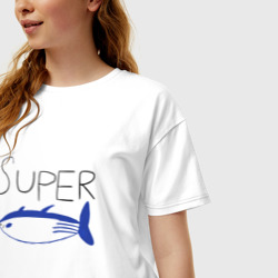 Женская футболка хлопок Oversize Super tuna jin - фото 2