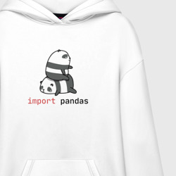 Ультрамодная кофта-худи с принтом Import pandas для любого человека, и мужчины, и женщины, вид спереди №2. Цвет основы: белый