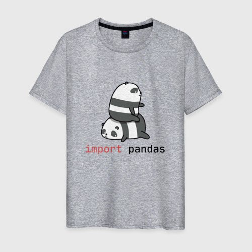 Мужская футболка хлопок Import pandas, цвет меланж