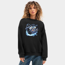 Женский свитшот oversize без начеса хлопок Летящая Римуру - фото 2