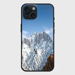 Чехол силиконовый для Apple iPhone 15 матовый Minecraft Mountains Video game