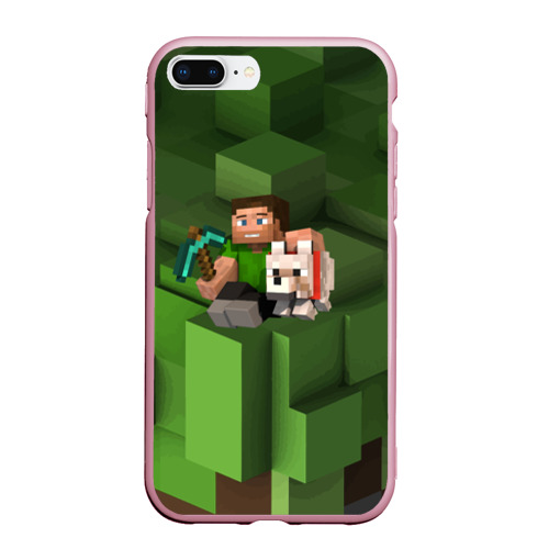 Чехол для iPhone 7Plus/8 Plus матовый с принтом Minecraft Heroes Video game, вид спереди #2