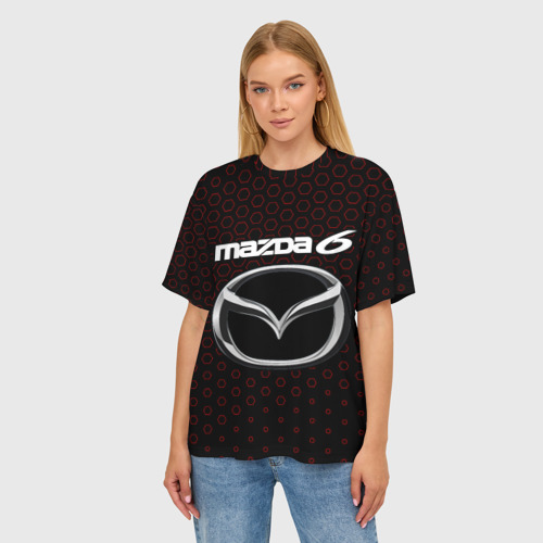 Женская футболка oversize 3D Mazda 6 - Соты, цвет 3D печать - фото 3