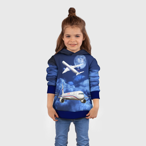 Детская толстовка 3D Пассажирский самолет Ту-214, цвет синий - фото 4