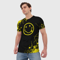 Мужская футболка 3D Nirvana texture смайл - фото 2