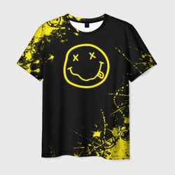 Мужская футболка 3D Nirvana texture смайл