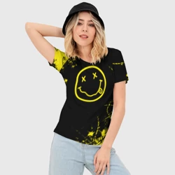 Женская футболка 3D Slim Nirvana texture смайл - фото 2