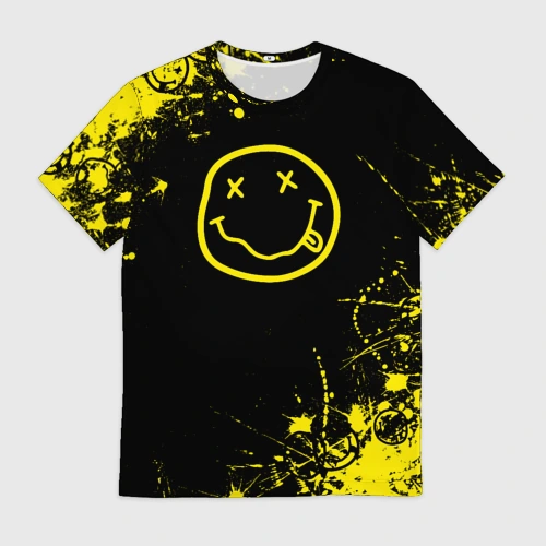 Мужская футболка 3D Nirvana texture смайл
