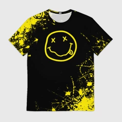 Мужская футболка 3D Nirvana texture смайл