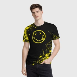Мужская футболка 3D Nirvana texture смайл - фото 2