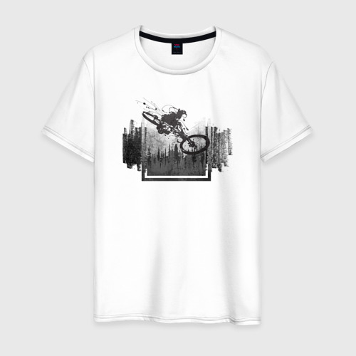 Мужская футболка из хлопка с принтом Grunge style mtb, вид спереди №1
