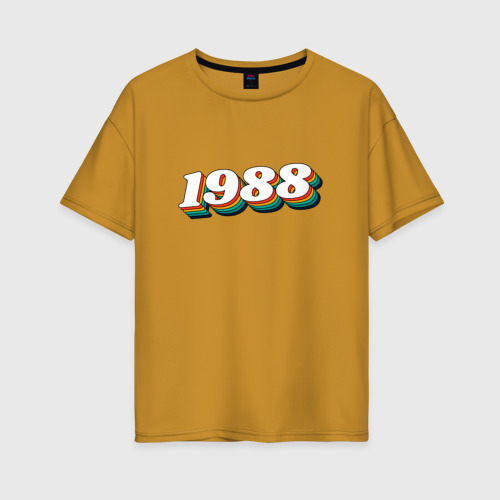 Женская футболка хлопок Oversize 1988 Ретро Стиль, цвет горчичный