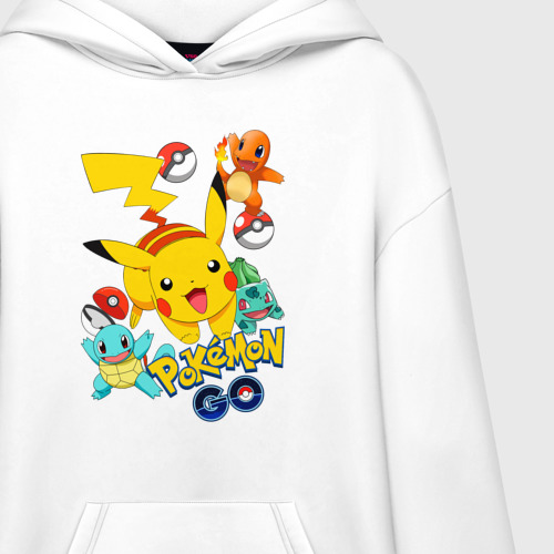 Худи SuperOversize хлопок Покемоны Pokemon, цвет белый - фото 3