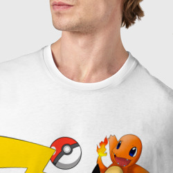 Футболка с принтом Покемоны Pokemon для мужчины, вид на модели спереди №4. Цвет основы: белый