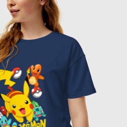 Женская футболка хлопок Oversize Покемоны Pokemon - фото 2