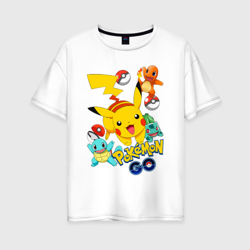 Женская футболка оверсайз из хлопка с принтом Покемоны Pokemon, вид спереди №1
