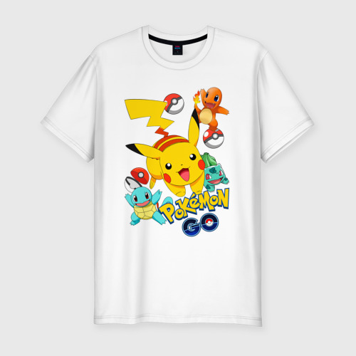 Мужская футболка хлопок Slim Покемоны Pokemon, цвет белый