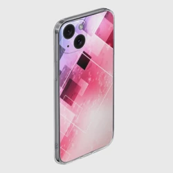 Чехол для iPhone 15 силиконовый с защитой камеры Розово-голубая абстрактная геометрия - фото 2