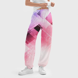 Женские джоггеры оверсайз 3D Розово-голубая абстрактная геометрия - фото 2