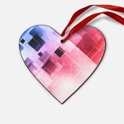 Деревянная игрушка Сердце Розово-голубая абстрактная геометрия