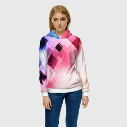 Женская толстовка 3D Розово-голубая абстрактная геометрия - фото 2
