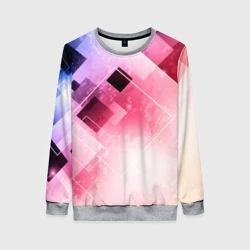 Женский свитшот 3D Розово-голубая абстрактная геометрия