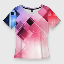 Женская футболка 3D Slim Розово-голубая абстрактная геометрия